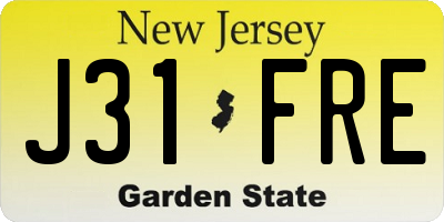 NJ license plate J31FRE