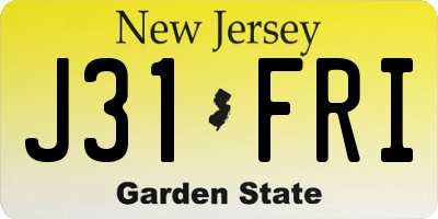 NJ license plate J31FRI