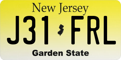 NJ license plate J31FRL