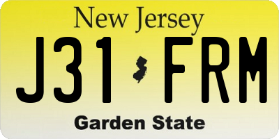 NJ license plate J31FRM