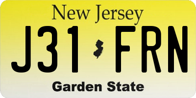 NJ license plate J31FRN
