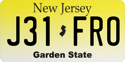 NJ license plate J31FRO