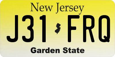 NJ license plate J31FRQ