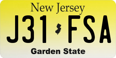NJ license plate J31FSA
