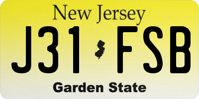 NJ license plate J31FSB