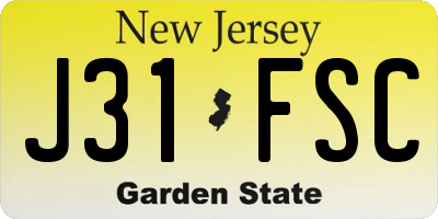 NJ license plate J31FSC
