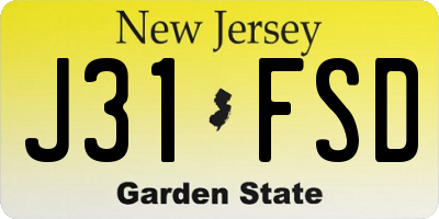 NJ license plate J31FSD
