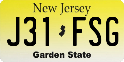 NJ license plate J31FSG