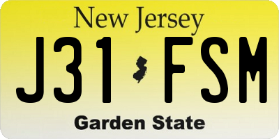 NJ license plate J31FSM