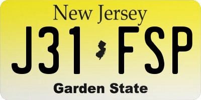 NJ license plate J31FSP