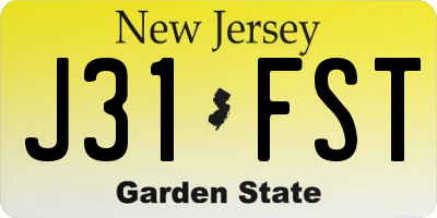 NJ license plate J31FST