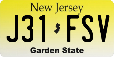 NJ license plate J31FSV
