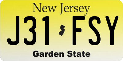 NJ license plate J31FSY
