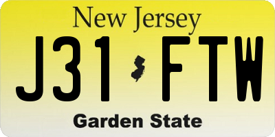 NJ license plate J31FTW