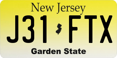 NJ license plate J31FTX