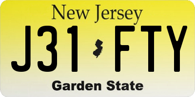 NJ license plate J31FTY
