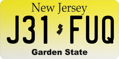 NJ license plate J31FUQ