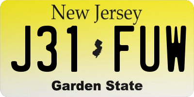 NJ license plate J31FUW