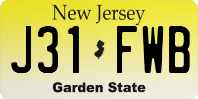 NJ license plate J31FWB