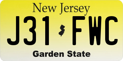 NJ license plate J31FWC