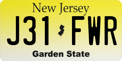 NJ license plate J31FWR