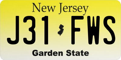 NJ license plate J31FWS