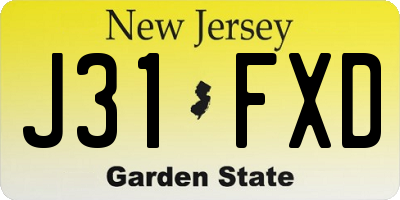 NJ license plate J31FXD