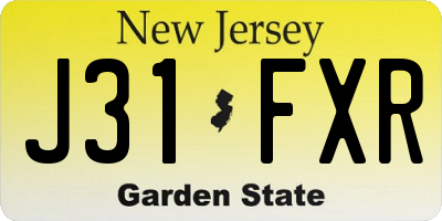 NJ license plate J31FXR