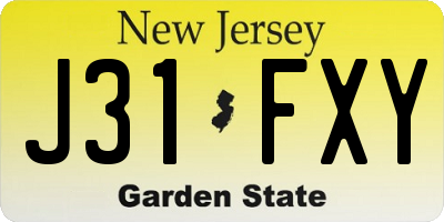 NJ license plate J31FXY