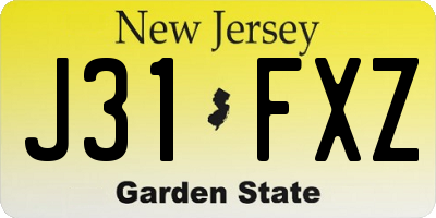 NJ license plate J31FXZ