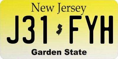 NJ license plate J31FYH