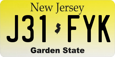 NJ license plate J31FYK