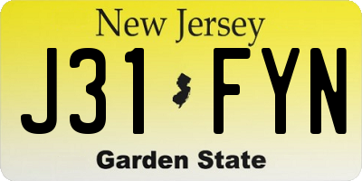 NJ license plate J31FYN