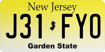 NJ license plate J31FYO