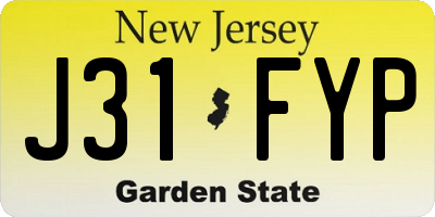 NJ license plate J31FYP