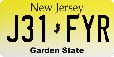 NJ license plate J31FYR
