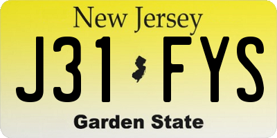 NJ license plate J31FYS