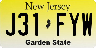 NJ license plate J31FYW