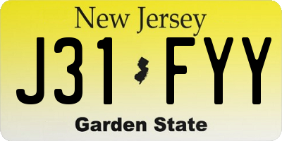 NJ license plate J31FYY