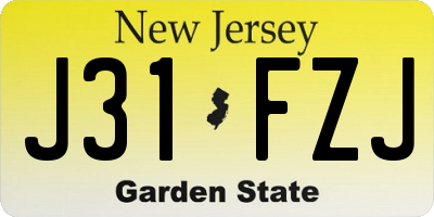 NJ license plate J31FZJ