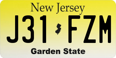 NJ license plate J31FZM