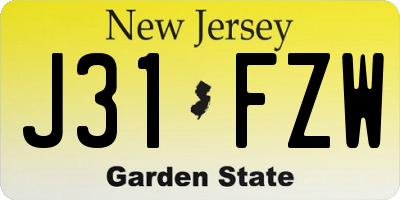 NJ license plate J31FZW