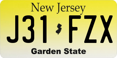 NJ license plate J31FZX