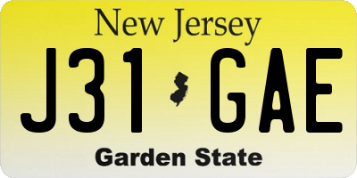 NJ license plate J31GAE