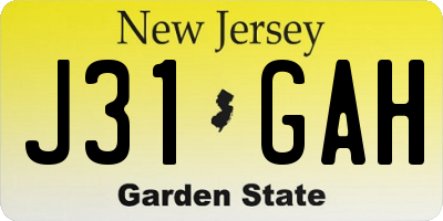 NJ license plate J31GAH