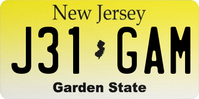 NJ license plate J31GAM