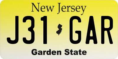 NJ license plate J31GAR