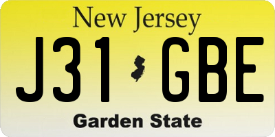 NJ license plate J31GBE