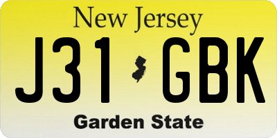 NJ license plate J31GBK