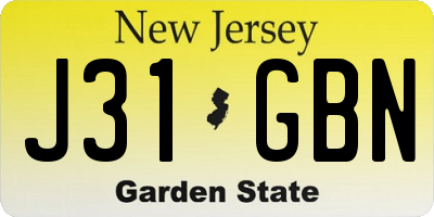 NJ license plate J31GBN
